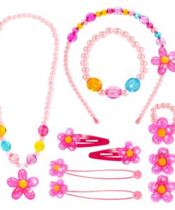 Bijoux Enfants Collier Bracelet Bague Boucles d'oreilles Clip Pinces à Cheveux Set Cadeaux Jeu d'habillage