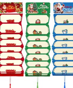 Porte-cartes de Noël Wpsagek pliables pour cartes cadeaux - Lot de 3 avec 10 emplacements et pompon - Organiseur de cade