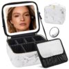 Trousse de maquillage JADAZROR Avec Miroir Led 3 Couleurs Portable pour Voyage Femmes Cosmétique Organisateur