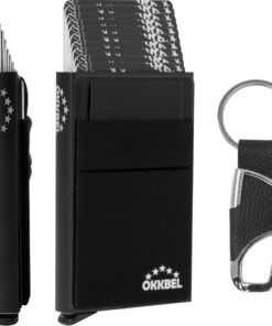 OKKBEL Porte-Carte Bancaire Sécurisé Anti-Piratage Peut Contenir 10 Cartes - Pièce Identité - Espèces et Billets - Porte
