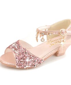 Chaussures de danse_princesses_fille_talons_paillettes_noel_halloween_anniversaire_ déguisement_high_heels_sandales_enfa