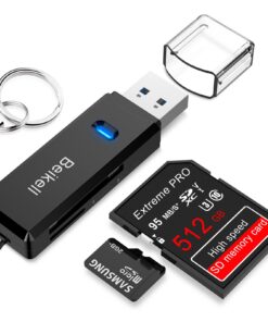 Lecteur de Carte SD Mémoire haute vitesse Beikell - USB |0 - Noir - Support Windows et Mac - Noir