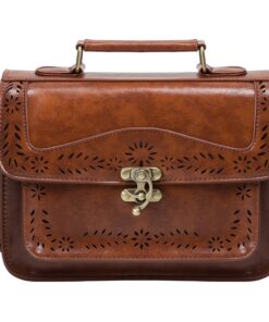 Sac à dos_eco-friendly Femmes cuir vintage PU porté-épaule Marron taille S