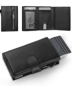 YESIIW Portefeuille Minimaliste pour Homme - Noir