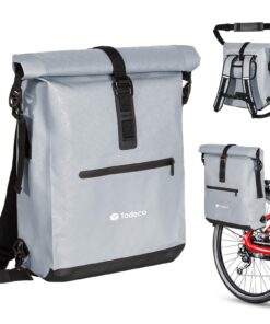 Todeco Sac à Dos de Vélo Gris - 20L, Imperméable et Réfléchissant, Compartiment Ordinateur, Sécurité en Ville