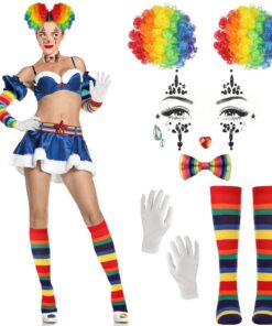 Hifot Accessoires de Clown pour Femmes Mardi Gras Halloween Arc En Ciel