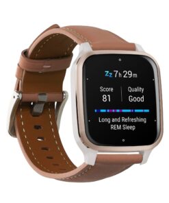 bracelet kwmobile Compatible avec Garmin Venu Sq 2 - Véritable Cuir pour Suiveur d'Activités - Noir M-L bracelet kwmob