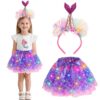 Deguisement Princesse Enfant Licorne pour Carnaval et Fête d'Anniversaire Deguisement Jupe Tutu Princesse Fille avec Ban
