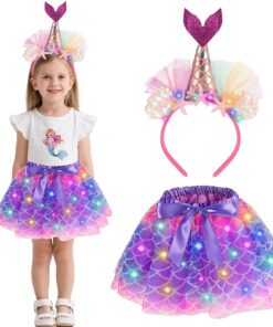 Deguisement Princesse Enfant Licorne pour Carnaval et Fête d'Anniversaire Deguisement Jupe Tutu Princesse Fille avec Ban