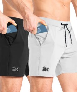 Shorts de sport légersBrokig Homme Séchage RapidePoche Zippée