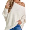 CUPSHE Pull à épaules dénudées surdimensionné en tricot pelucheux pour femme - Mode automne 2024