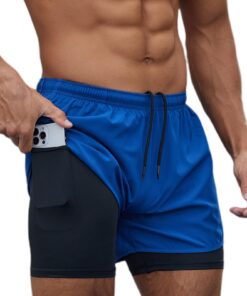 Smatstyle Short de Sport 2 en 1 Respirant pour Homme, Séchage Rapide, Poche, Été Fitness