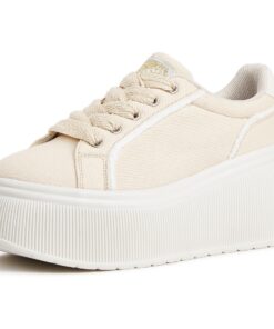 LUCKY STEP Baskets à Plateforme pour Femme | Chic et Comfortable Sneakers Classiques en Toile Avec Semelle Compensée Par