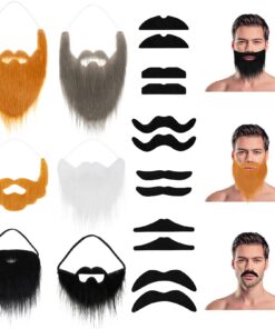 Hifot 18 Pièces Moustaches Autocollantes Fausse Barbe Ensemble, Moustaches Unisexes Enfants, Moustaches Auto-Adhésives p