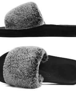 COFACE Pantoufles Femme Fourrure Orthopédique Antidérapantes Lavables