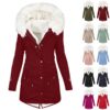 Manteau Hiver Femme Générique Chaude éPaissir Parka Peluche Fermeture Glissière Col Fourrure Amovible S-5XL