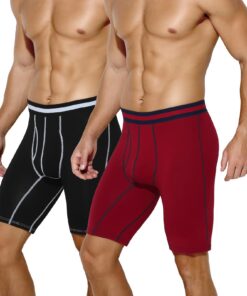 Caséy Kevin Boxer Homme Long Doux Coton Stretch Sports Lot de 2 Culottes Fitness Caleçons(L-3XL)