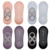 Ewwtrey 4 Paires Chaussettes Antidérapantes pour Femmes et Hommes - Yoga, Pilates, Danse - Amortissement et CompassionCo
