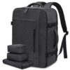 LOVEVOOK Sac à Dos Voyage Homme Femme Imperméable 45L Cabine Grand Ordinateur Portable 18 Pouces Gris Foncé OEKO-TEX