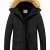 WenVen Homme Manteau d'hiver Décontracté en Molleton Veste d'Extérieur Classique en Coton Manteau à Capuche Fausse Fourr