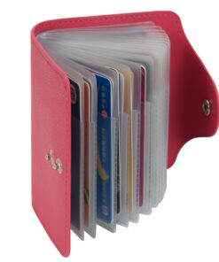 Titre SEO optimisé : IHIGOGOFA Porte-Cartes Femme Homme en Cuir avec 40 Fentes (Rose/Rouge) - Pratique et Chic pour Tou