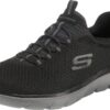 Sneakers SkechersHomme Summits Basse Noir Mesh Carbone, Homme, Intérieur Elasthanne, Outdoor, Confort Ultrapedic patenté
