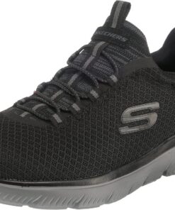 Sneakers SkechersHomme Summits Basse Noir Mesh Carbone, Homme, Intérieur Elasthanne, Outdoor, Confort Ultrapedic patenté