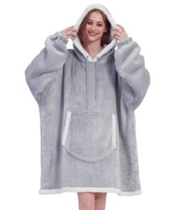 Viviland Sweat à capuche en sherpa doux et chaud - pour adulte - parfait pour une soirée télé - gris