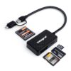 Integral 4en1 Lecteur de Carte Mémoire USB |0 & USB C, Compatible avec iPhone 15/16, MacBook et PC - Grand Stockage pour