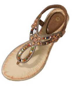 Chaussures d'hiver pour dames compensées bohèmes bout rond talon rond chaussures thong bead sandales chaudes