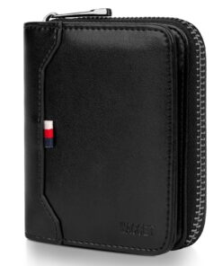 WACCET Portefeuille homme en cuir pour Homme avec protection RFID (Noir)