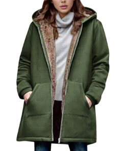 Veste Polaire Syduzax Femmes Épaisse Chaude Manches Longues Mode Ample Zippée Capuche Oversize