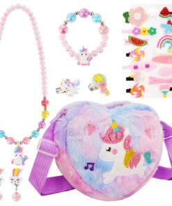 Licorne fille Sac a Main Bijoux Violet03B - Cadeau Anniv. Enfants 4-8 Ans