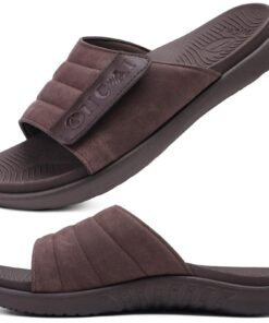 ONCAI Sandales pour Hommes en Cuir Réglables et Orthotiques - Support de Voûte et Confort Sportif - Taille 40-49 ONCAI