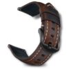 Bracelet Amazfit en Cuir Ciré - Largeur 20mm - Marron Foncé - Compatible Amazfit, Xiaomi, Huawei, Samsung, Garmin - Acce