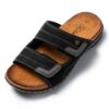 JOMIX Sandales en Cuir Chaussures de Plage Tongs Confortables pour Hommes Piscine Mer Douche