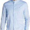 Tommy Hilfiger Chemise Homme Mao Poplin Regular Fit pour le travail - Shirt Homme Flex Solide Style Classique