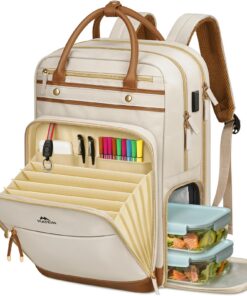 **MATEIN Sac à Dos d'Enseignant Femme 15,6 Pouces 2 en 1 avec Port USB et Rangement A5, Sac Travail École Bureau avec Co