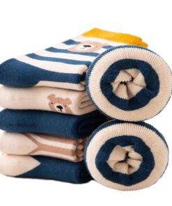 Alxad 5 paires chaussettes chaudes hiver enfant épaisse polaire thermiques en coton pour garçons et filles