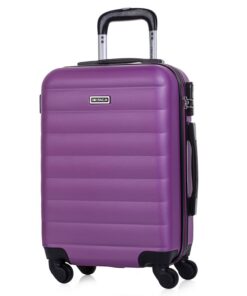 Valise cabine ITACA 55x40x20 Rigide Légère à Roulette pour Voyage en Avion Cadeau Idéal Voyageur Violet 4 Roues Pivotant
