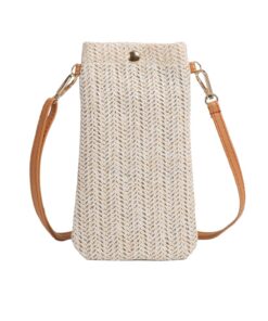 Sac Bandoulière Dasellfa Femme Portable Pochette Trendy Paille Sèche Femmes Sacs Tissés en Paille Contractée