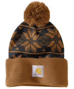 Title 1: Bonnet Carhartt Jacquard Femmes Pompons Hivers Chauds Title 2: Bonnet Carhartt Jacquard Pompons Femme Mode Hive