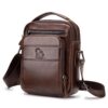 Sac à Bandoulière BAIGIO pour Hommes en Cuir Vintage Décontracté Affairs Petit Sac Besace