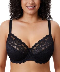 DELIMIRA Grande Taille en Dentelle Soutien-Gorge Femme Élégant sans Rembourrure pour Sport et Relax