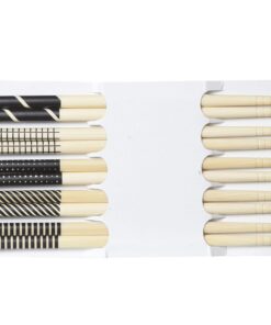 Cosy & Trendy CF03M/BLACK Lot de 5 Paires de Baguettes Chinoises Noir