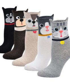 Chaussures de chambre fantaisie femme animaux chien chat en coton fille hiver mignonnes douces, EU 37-43, 5 paires OEKO-