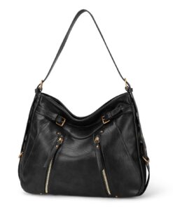 BAIGIO Sac à Main en Cuir PU Grande Capacité pour Femme Sac Fourre-Tout Noir