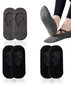 NITAIUN Chaussettes de Yoga Antidérapantes pour Femmes - Noir Blanc, TailleUnique - Chaussettes avec Poignées pour Pilat