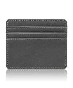 Porte-Carte Bancaire PU Cuir, 4 Fentes, Gris, Homme, Portefeuille Étui Cartes Bancaires pour Événements d'Affaires,Voyag