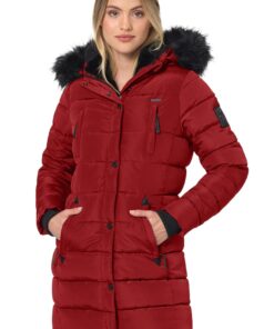 Veste d'hiver Navahoo imperméable et chaude pour femme - Manteau long avec capuche - Doublé de fourrure et fermeture écl